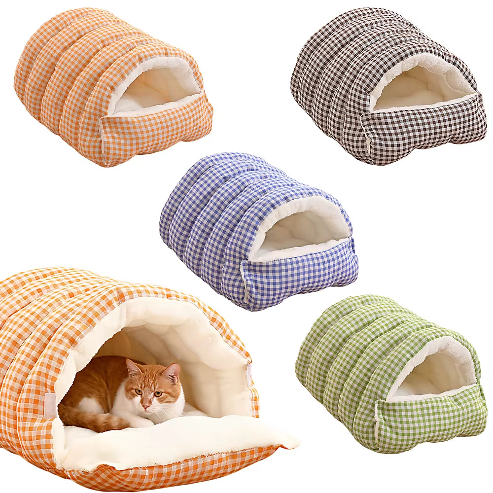Winter Insulated Cat House - Enclosed Bed with Removable Arctic Fleece Mat and Self-Heating Technology, Waterproof Dog/Cat Bed