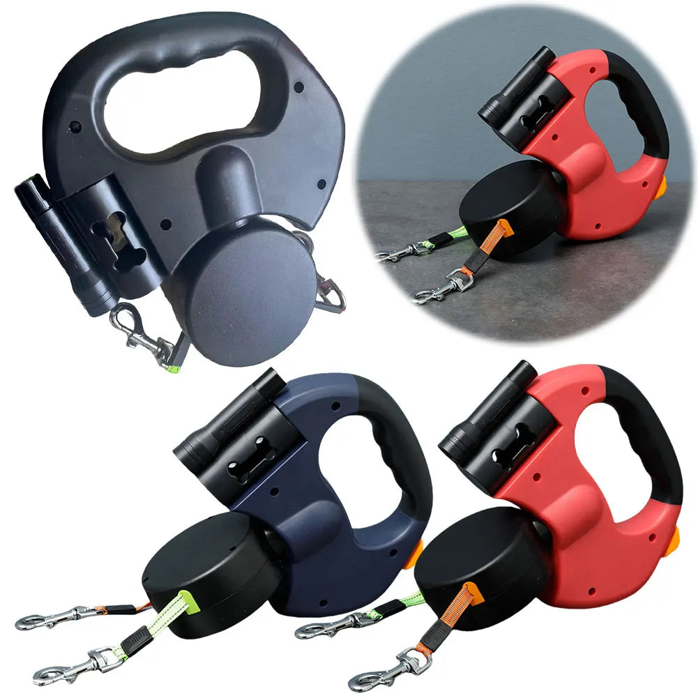 Revolutionary Double Headed Dog Leash with LED Light - Perfect for Walking Two Dogs Safely and Comfortably!