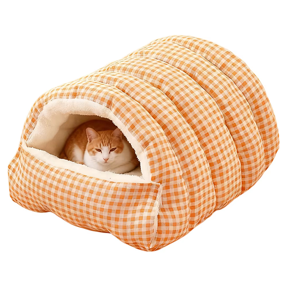 Winter Insulated Cat House - Enclosed Bed with Removable Arctic Fleece Mat and Self-Heating Technology, Waterproof Dog/Cat Bed