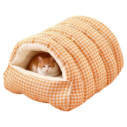 Winter Insulated Cat House - Enclosed Bed with Removable Arctic Fleece Mat and Self-Heating Technology, Waterproof Dog/Cat Bed